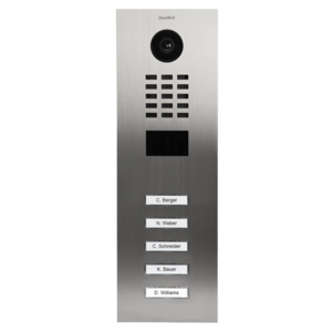 DoorBird IP Video Door Station D2105V, stainless steel V2A, brushed, incl. flush-mounting housing, 5 call buttons