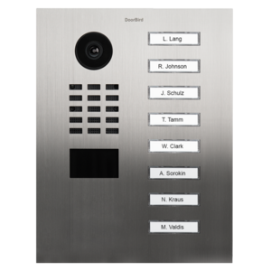 DoorBird IP Video Door Station D2108V, stainless steel V2A, brushed, incl. flush-mounting housing, 8 call buttons