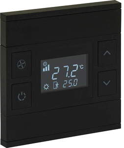 KNX thermostate 4 rockers, with temperature sensor, with display and without status, with manual controls, serie ORIA, anthracite, Ref. INT-OT2-010100