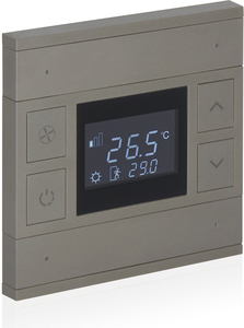 KNX thermostate 4 rockers, with display and with status LED, with manual controls, serie ORIA, Ref. INT-OT2-0701F0