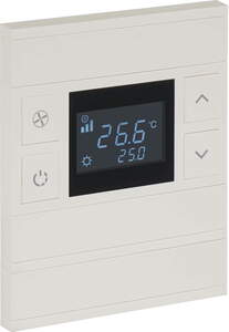 KNX thermostate 6 rockers, with temperature sensor, with display and without status, with manual controls, serie ORIA, ivory white, Ref. INT-OT3-020100