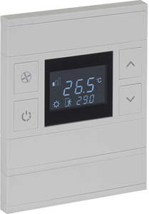 KNX thermostate 6 rockers, with temperature sensor, with display and without status, with manual controls, serie ORIA, gray, Ref. INT-OT3-030100