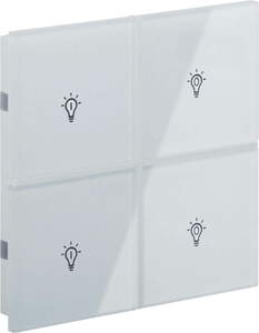 KNX push button 4 rockers, with status LED, with icon, serie ROSA Crystal, white, Ref. INT-RCS2-0200B1