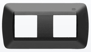 2-gang front trim for standard flush-mounting box module. Black
