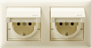 SCHUKO socket outlet 16 A/250 V~ with hinged cover, including sealing set IP 44 and cover frame Standard 55