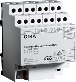 KNX electronic heating actuator, 6 outputs , DIN rail, ohne farbe, Ref. 211400