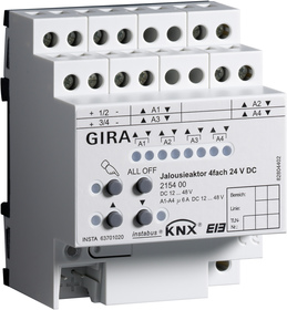 KNX shutter DC shutter actuator, 4 channel shutter, 24VDC, DIN rail, ohne farbe, Ref. 2154 00