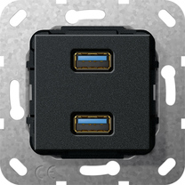 USB 3.0 type A insert, 2-gang