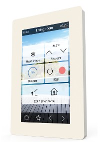 KNX room controller with touch screen, 4 - 4.9", with display, 4 inputs, potential free / temperature input, gestures , with manual controls, serie VERSO, white, Ref. DW-VERSO-W