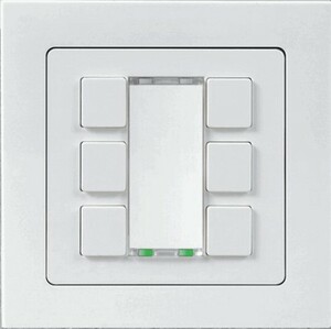 KNX push button 6 rockers, with temperature probe input, serie PIAZZA, polar white , Ref. 82102-110-16