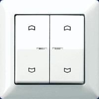 KNX Push button BCU 2-gang rocker with lens and symbols, full plate,  white