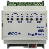 KNX shutter actuator, J4F6H-E, 4 channel shutter, 6A, DIN rail, serie ECO+, Ref. 79432