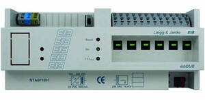 KNX power supply, NTA6F16H-2, 640mA, with actuator, 6 binary outputs, 16A C-load, DIN rail, serie eibSOLO, Ref. 89212