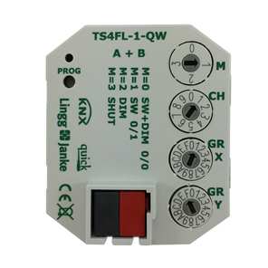 KNX universal interface, TS4FL-2-QW, 4 inputs, potential free, with LED output, for switch wall box, serie QUICK, Ref. Q77896