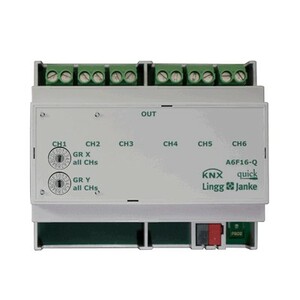 KNX switching actuator, A6F16-Q, 6 binary outputs , 16A C-load, DIN rail, serie QUICK, Ref. Q79234