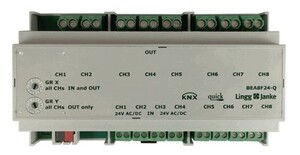 KNX switching actuator with inputs, BEA8F24-Q, 8 binary outputs , 8 inputs 24V, 16A C-load, DIN rail, serie QUICK, Ref. Q79245