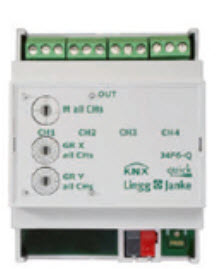 KNX shutter actuator, J4F10-Q, 4 channel shutter, 10A, DIN rail, serie QUICK, Ref. Q79437