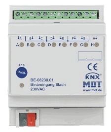 KNX binary input, 8 inputs, 24V / voltage range, DIN rail, Ref. BE-08024.01