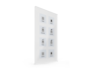 KNX push button 8 rockers, with status LED, serie GLASS SERIE, glass white, Ref. BE-GT08W.01