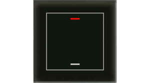 KNX push button 2 rockers, with status LED, serie GLASS II LITE, glass black, Ref. BE-GTL10S.01