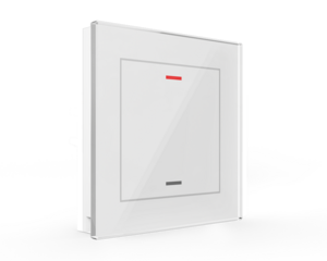KNX push button 2 rockers, with status LED, serie GLASS II LITE, glass white, Ref. BE-GTL10W.01
