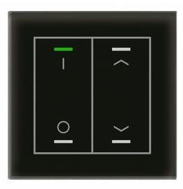 KNX push button 2 rockers, with temperature sensor, with status LED, serie GLASS II LITE, glass black, Ref. BE-GTL2TS.D1