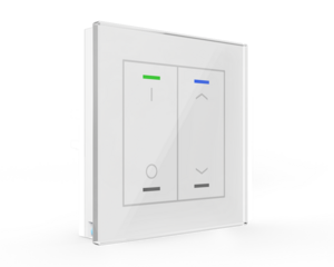 KNX push button 2 rockers, with temperature sensor, with status LED, serie GLASS II LITE, glass white, Ref. BE-GTL2TW.D1