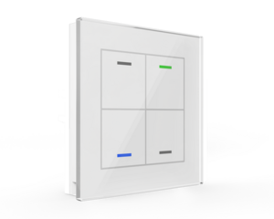 KNX push button 4 rockers, with temperature sensor, with status LED, serie GLASS II LITE, glass white, Ref. BE-GTL4TW.01