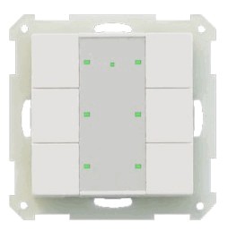 KNX push button 6 rockers, with status LED, serie SERIE 55, white matt, Ref. BE-TA55P6.01