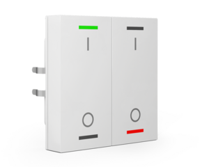 KNX push button 2 rockers, with temperature sensor, with status LED, serie LITE 55, white glossy , Ref. BE-TAL55T2.B1