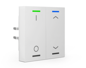 KNX push button 2 rockers, with temperature sensor, with status LED, serie LITE 55, white glossy , Ref. BE-TAL55T2.D1