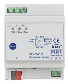KNX power supply, 640mA, with additional output, DIN rail, Ref. STV-0640.02