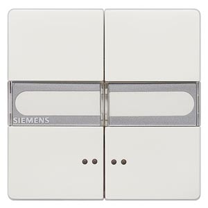 DELTA style, titanium white Rocker switch with window, with label for series/double two-way switch for pushbutton 2-fold Mid-position for double pushbutton, 68x 68 mm