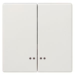 DELTA style, titanium white Rocker switch with window for two-circuit switch for pushbutton 2-fold Mid-position for double pushbutton, 68x 68 mm