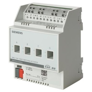 KNX switching actuator, 4 binary outputs , 230VAC, 16A / 20A C-load, Ref. 5WG1534-1DB31