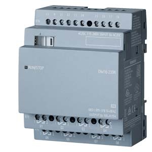 LOGO! DM16 230R expansion module, PS/I/O: 230V/230V/relay, 4 MW, 8 DI/8 DO for LOGO! 8 SV/E/A: 230V/230V/Relais. 4TE. 8 DE/8 D