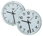 KNX indoor clock, round, single-sided. Diameter 40 cm. Black fine-line numerals.